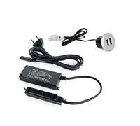 Emuca - Cargador USB universal multipuerto, tipo-A, color gris metalizado, para encastrar en mueble