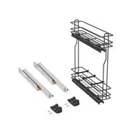 EMUCA - Carro botellero extraíble para Mueble bajo de Cocina, Montaje Lateral, Cierre Suave, Módulo 150mm, Gris Antracita, Acero