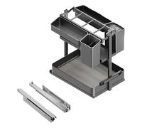 Emuca - Carro extraíble con cestas y accesorios Harmony con cierre suave, Módulo ancho 400mm alto 700mm, Acero y Madera, Gris antracita