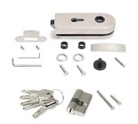 Emuca - Cerradura para puerta de cristal con marco, bombillo con llaves, puerta vidrio 8-12mm, acero, acabado inox