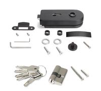 Emuca - Cerradura para puerta de cristal con marco, bombillo con llaves, puerta vidrio 8-12mm, acero y aluminio, pintado negro