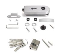 Emuca - Cerradura para puerta de cristal con marco, bombillo con llaves, puerta vidrio 8-12mm, acero y aluminio, anodizado mate