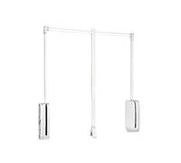 Emuca - Colgador abatible para armario Sling, ancho regulable 450-600mm, Acero y Plástico, Plástico blanco