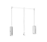 Emuca - Colgador abatible para armario Sling, ancho regulable 450-600mm, Acero y Plástico, Plástico blanco