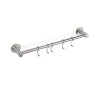 EMUCA - Colgador adhesivo utensilios de cocina para mueble, Organizador de utensilios con 5 ganchos, acero inoxidable
