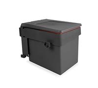 Emuca - Contenedor de basura incorporado para gabinete con tapa automática, Cubos de basura bajo fregadero, gris antracita, 15 litros