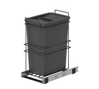 EMUCA - Contenedor de reciclaje mueble de cocina, Cubos de basura bajo fregadero 35 L, fijación inferior y extracción manual, Plástico gris antracita