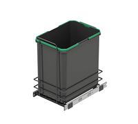 EMUCA - Contenedor de reciclaje Recycle de 35 L para cocina, Cubos de basura bajo fregadero con fijación inferior y extracción manual, Plástico gris antracita, 1 un