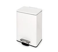 EMUCA - Contenedor exterior Recycle rectangular con apertura pedal, 20L, Pintado blanco, Aluminio