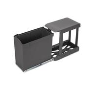 EMUCA - Contenedores de reciclaje para cocina, Cubos de basura bajo fregadero 1x30L, fijación inferior y extracción automática, Acero y Plástico, Gris antracita