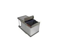 EMUCA - Contenedores de reciclaje para cocina, Cubos de basura bajo fregadero 2 x 16 litros, fijación inferior y extracción automática, Plástico, acabado inox