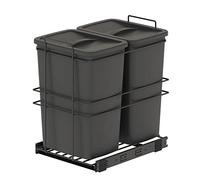EMUCA - Contenedores de reciclaje Recycle para cocina, Cubos de basura bajo fregadero 2 x 35 L, fijación inferior y extracción manual, Plástico gris antracita
