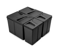 EMUCA - Contenedores para cajón de cocina con tapa anti olores, H 266 mm (2x15L + 2x7L), Plástico negro