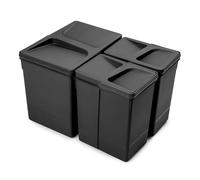 EMUCA - Contenedores para cajón de cocina, H 266 mm (1x15L + 2x7L), Plástico negro