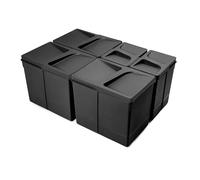 EMUCA - Contenedores para cajón de cocina, H 266 mm (3x15L + 2x7L), Plástico negro