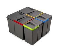 EMUCA - Contenedores para cajón de cocina Recycle, Basura con tapa anti olores, H 266 mm (2 x 15 L + 2 x7 L), Plástico gris antracita