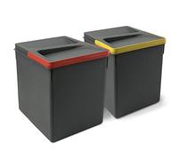 EMUCA - Contenedores para cajón de cocina Recycle, Basura con tapa anti olores, H 266 mm (2 x 15 L), Plástico gris antracita