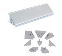 Emuca - Copete triangular para cocina con accesorios para instalación, 2 x 2,35m, plástico, anodizado satinado.