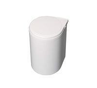 EMUCA - Cubo Basura Puerta de Armario, contenedor de Basura, contenedor de 13L con Tapa automática y fijación a Puerta, plástico, Blanco