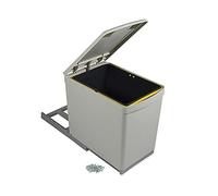 Emuca - Cubo de basura para reciclaje, fijación inferior y extracción manual con 1 contenedor de 16 litros y tapa automática