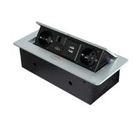 Emuca Enchufe Empotrable de Mesa Multiconector 265x120mm Aluminio