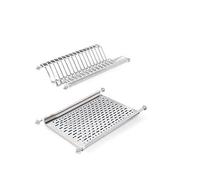 EMUCA Escurridor de Platos y Vasos para Muebles de Cocina de 50 cm de ancho, anchura interior módulo 435-470 mm, Acero Inoxidable