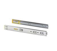 Emuca - Guías para cajones con rodamiento de bolas 45mm, pack de guías de extracción total con push y cierre suave, L 450mm, Cincado, Lote de 5