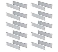 EMUCA - Herrajes para cajón 150x500mm, Kit de cajón (2 Costillas Laterales, guias correderas de caída y enganches Delanteros), Gris Metalizado, Lote de 10