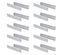 EMUCA - Herrajes para cajón 86x500mm, Kit de cajón (2 Costillas Laterales, guias correderas de caída y enganches Delanteros), Gris Metalizado, Lote de 10