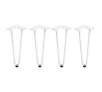 EMUCA - Juego de Cuatro Patas de Horquilla para Mesa, 2 Varillas, Altura 400 mm, Pintado Blanco, Acero