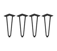 EMUCA - Juego de Cuatro Patas de Horquilla para Mesa, 2 Varillas, Altura 400 mm, Pintado Negro, Acero