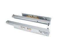 Emuca Juego de guías ocultas para cajones, sobre rodillos, 350 mm, extracción total, push, Cincado.