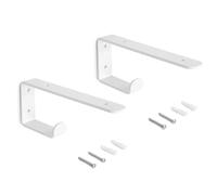 Emuca - Juego de soportes para estante de madera con colgador integrado, Acero, Pintado blanco