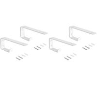 Emuca - Juego de soportes para estante de madera con colgador integrado, Acero, Pintado blanco (Paquete de 2)