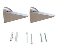 Emuca - Juego de soportes para estante de madera o cristal Halcon, Plástico y Zamak, Pintado aluminio