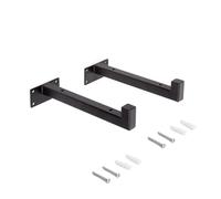Emuca - Juego de soportes para estante de madera recto de tubo cuadrado, Acero, Pintado negro