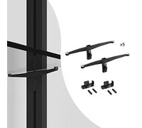 EMUCA - Juego de Soportes para estantes de Cristal, tableros no incluidos, Zamak, Negro Texturizado, 5 Juegos