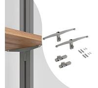 Emuca - Juego de soportes Zero para un estante de madera, Pintado color piedra, Zamak, 1 lote