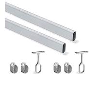 Emuca Kit de barra de armario oval 1150 mm anodizado mate Lote de 2
