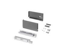 Emuca - Kit cajón para cocina o baño, altura 131mm, profundidad 270mm, 30Kg, cierre suave, tableros no incluidos, Acero, Gris antracita