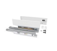 Emuca - Kit cajón para cocina o baño, altura 178 mm, prof. 500 mm, 40 Kg, cierre suave, tableros no incluidos, Acero, Blanco