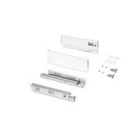 Emuca - Kit cajón para cocina o baño, altura 178mm, profundidad 350mm, 30 Kg, cierre suave, tableros no incluidos, Acero, Blanco