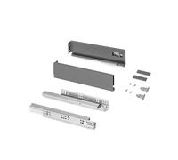 Emuca - Kit cajón para cocina o baño, altura 178mm, profundidad 450mm, 30Kg, cierre suave, tableros no incluidos, Acero, Gris antracita