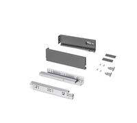 Emuca - Kit cajón para cocina o baño, altura 93mm, profundidad 300mm, 30Kg, cierre suave, tableros no incluidos, Acero, Gris antracita