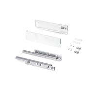 Emuca - Kit cajón para cocina o baño, altura 93mm, profundidad 400mm, 30 Kg, cierre suave, tableros no incluidos, Acero, Blanco