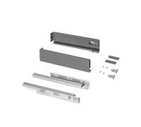 Emuca - Kit cajón para cocina o baño, altura 93mm, profundidad 400mm, 30Kg, cierre suave, tableros no incluidos, Acero, Gris antracita