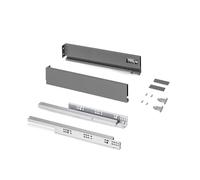 Emuca - Kit cajón para cocina o baño, altura 93mm, profundidad 450mm, 30Kg, cierre suave, tableros no incluidos, Acero, Gris antracita