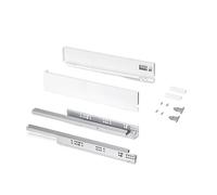 Emuca - Kit cajón para cocina o baño, altura 93mm, profundidad 500mm, 30 Kg, cierre suave, tableros no incluidos, Acero, Blanco