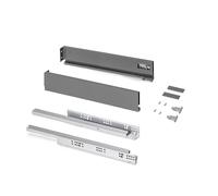 Emuca Kit cajón para cocina o baño Altura 93 mm Prof. 500 mm 30 kg Cierre suave Gris antracita