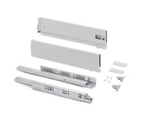 Emuca - Kit cajón para cocina o baño con regulación 3D, altura 131mm, profundidad 300mm, 40 Kg, cierre suave, tableros no incluidos, Acero, Blanco
